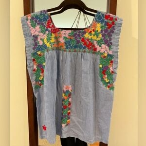 Embroidered Striped Women's Top